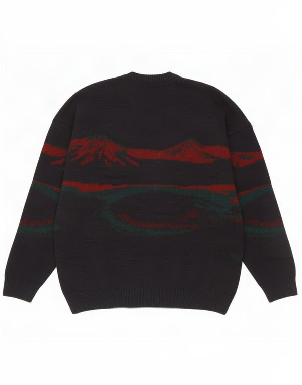 Vintage męski sweter z okrągłym dekoltem 2XL granatowy w paski nowość