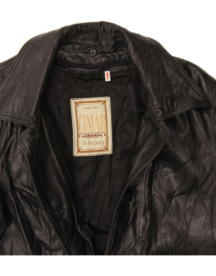 VINTAGE Womens Leather Coat UK 16 Large Black Leather Vintage Vintage and Second-Hand Vintage from Messina Hembry 