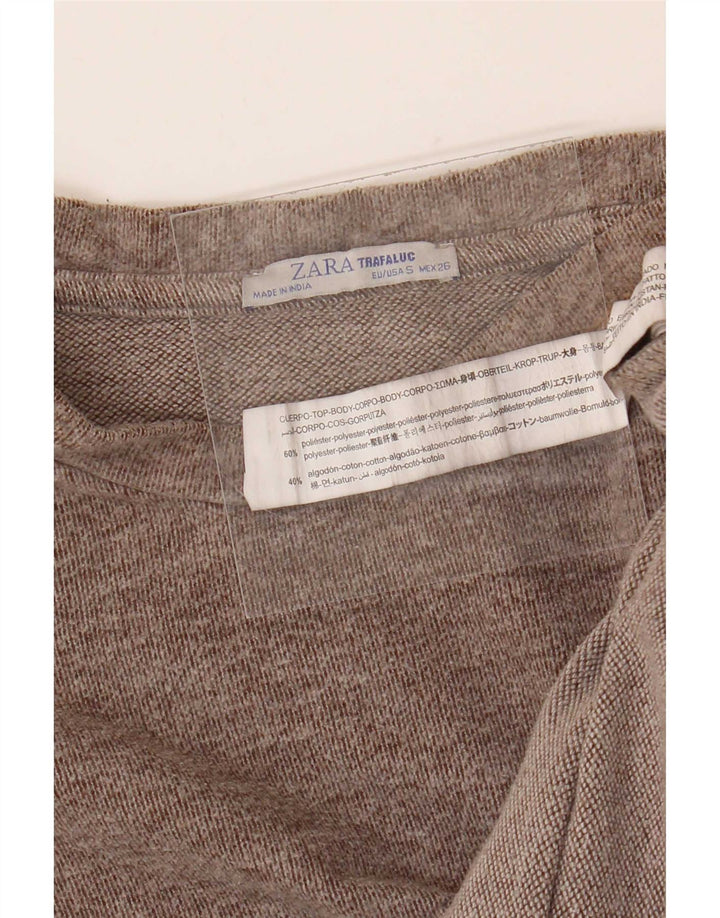 Damski sweter oversize Zara z okrągłym dekoltem UK 10, mały, szary poliester
