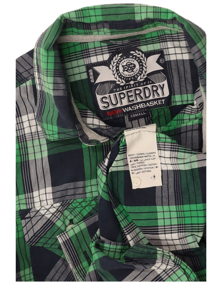 SUPERDRY Koszula męska XS Granatowa, bawełniana krata