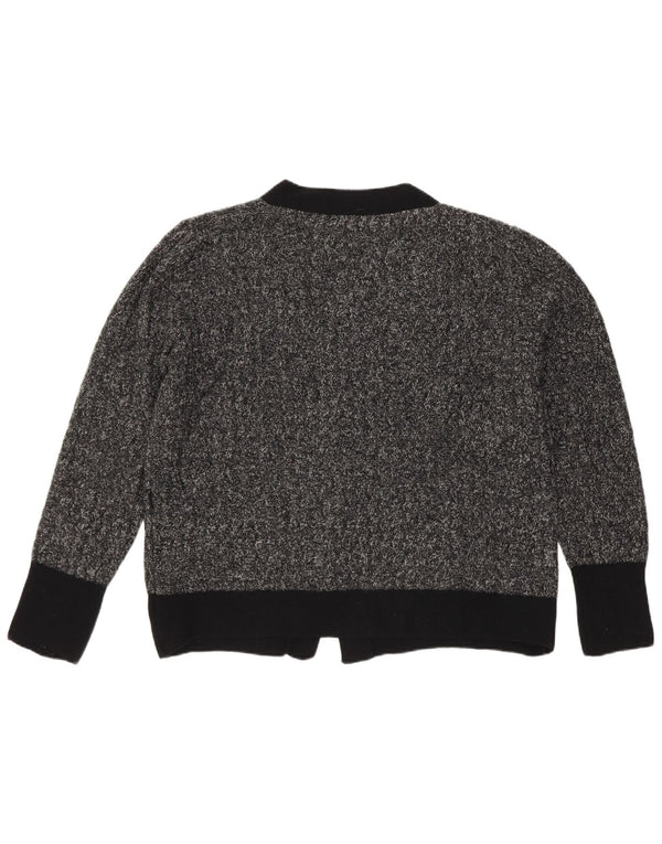 Luisa Spagnoli Damski sweter typu Crop Cardigan UK 16, duży, szary, nakrapiany
