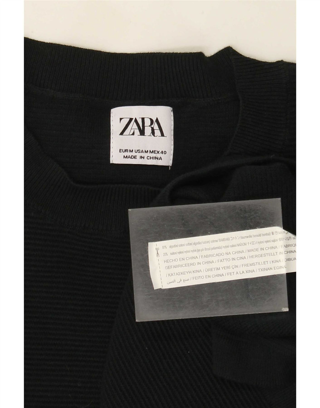 Męski top Zara z długim rękawem, średnio zielony, bawełniany
