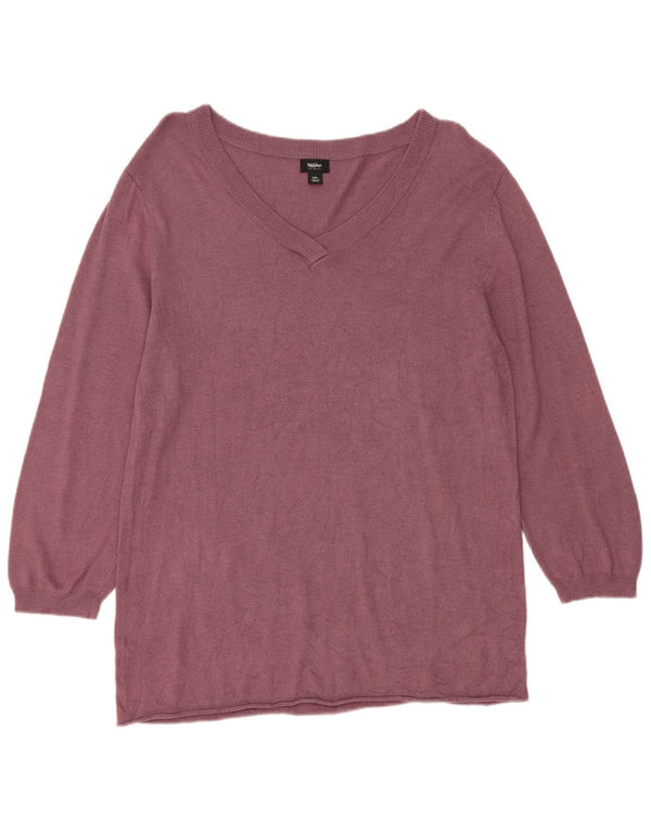 Sweter damski Mossimo z rękawem 3/4 i dekoltem w szpic UK 20 2XL Fioletowy Rayon