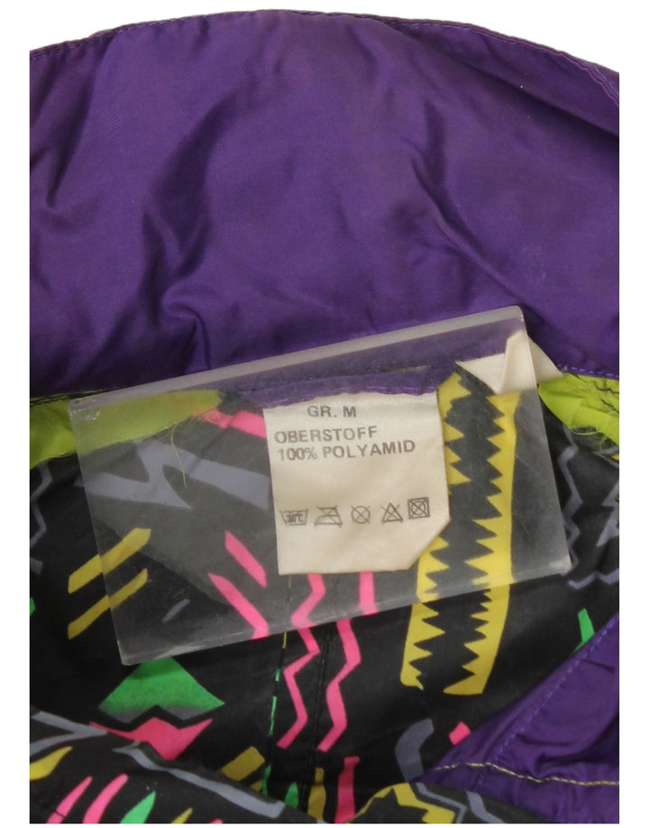 Męska kurtka przeciwdeszczowa Vintage UK 38 Średni fioletowy geometryczny poliamid