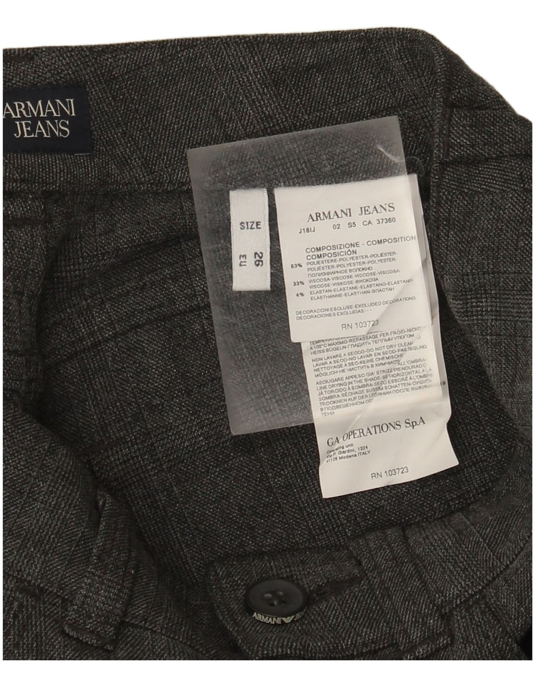 Spodnie damskie Armani Slim Casual W26 L28 Szary poliester w kratę