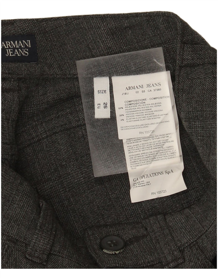 Spodnie damskie Armani Slim Casual W26 L28 Szary poliester w kratę