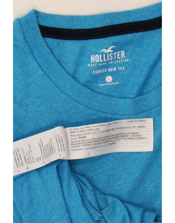 T-shirt męski Hollister, duży, niebieski, bawełniany