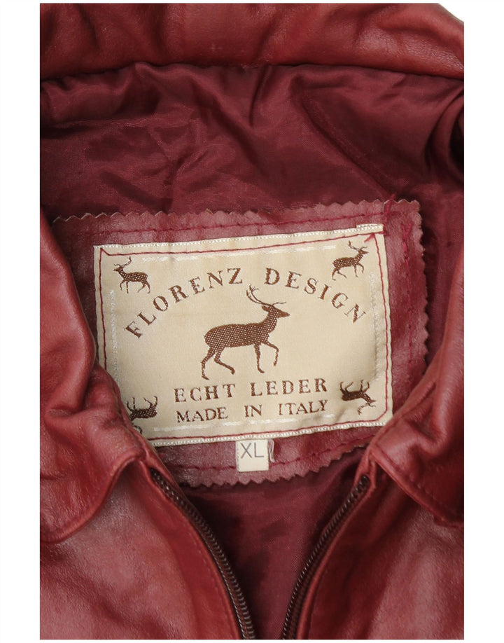 Vintage damska kurtka skórzana typu Crop UK 18 XL, bordowa skóra