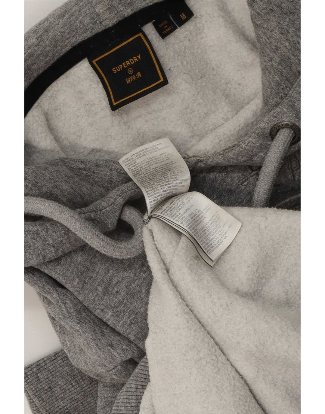 Męski sweter z kapturem Superdry z grafiką, średnioszary, bawełniany w cętki