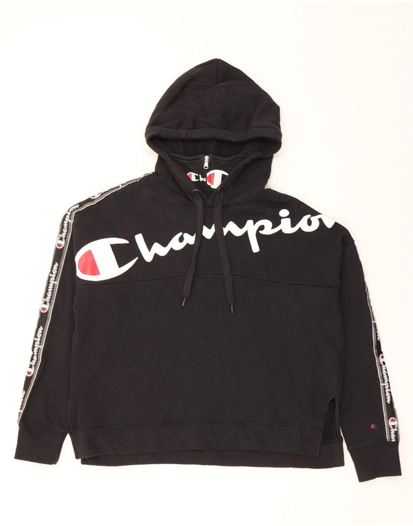 Damski sweter z kapturem Champion Graphic Oversize UK 14, średni czarny, bawełniany