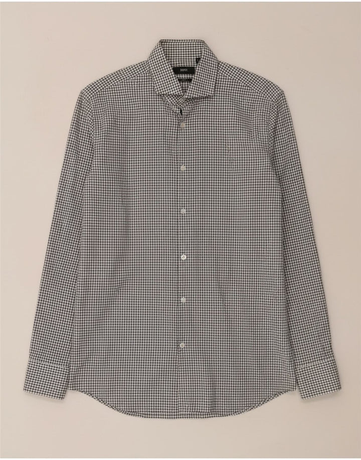 Koszula męska Hugo Boss Slim Fit, rozmiar 38 15, średnia biała kratka