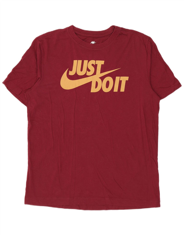 Męska koszulka z grafiką NIKE Top, średnia, bordowa bawełna