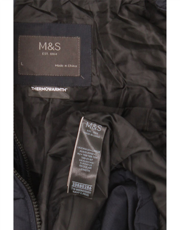 Marks & Spencer Męska ocieplana kurtka UK 40, duża, granatowa, poliestrowa