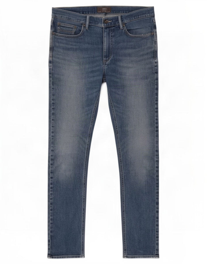Marks & Spencer Męskie jeansy slim W34 L33 Niebieskie bawełniane