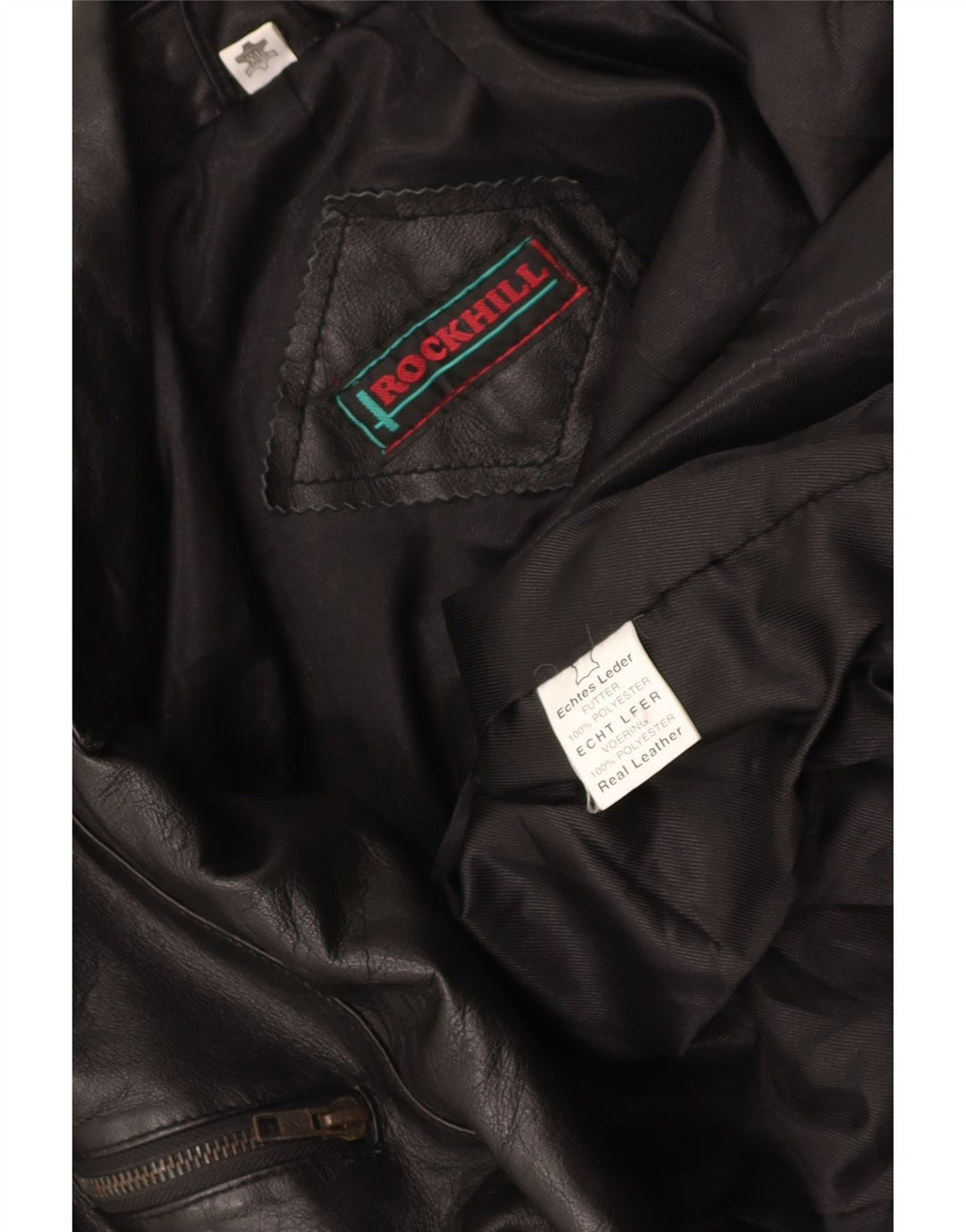 ROCKHILL Womens Crop Leather Biker Jacket UK 18 XL Black Leather