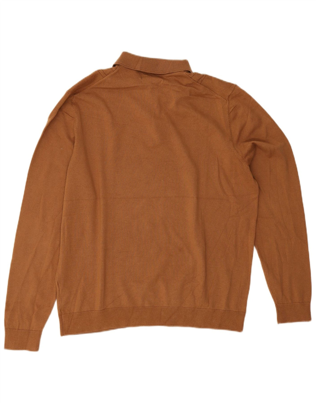 Marks & Spencer Męski sweter polo, duży, brązowy, bawełniany