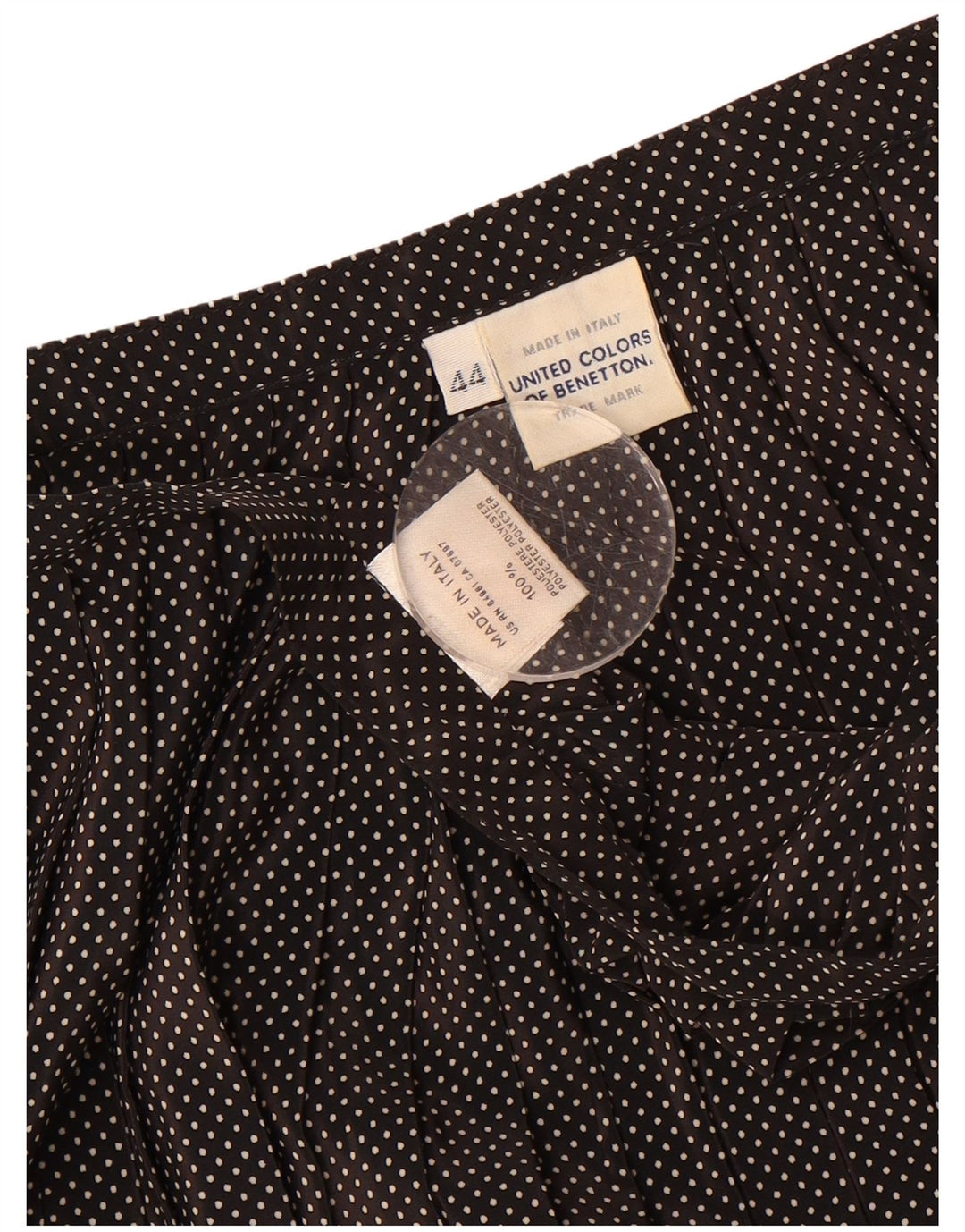 BENETTON Womens Pleated A-Line Skirt IT 44 Medium W28  Black Spotted