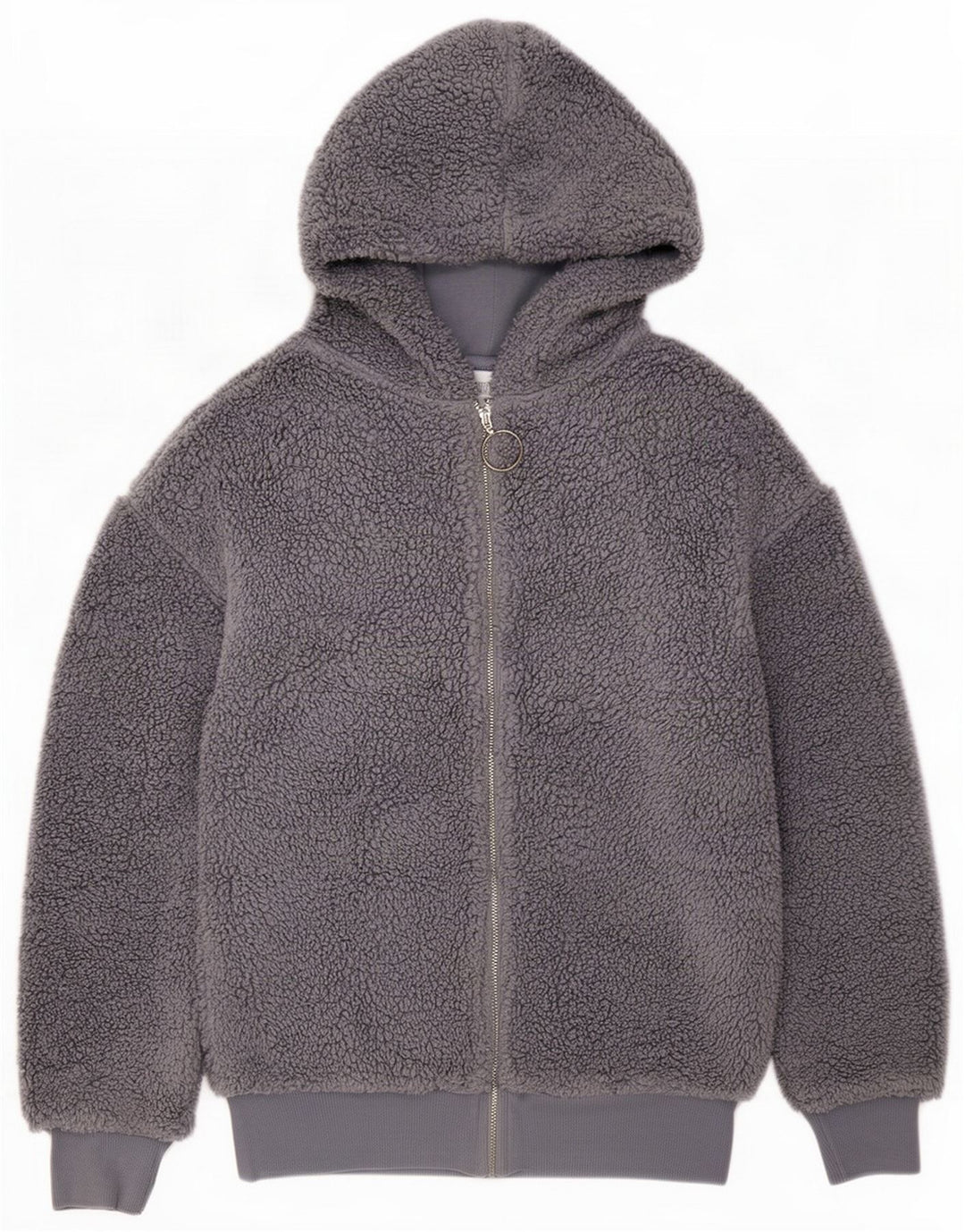 Topshop Damska kurtka polarowa z kapturem UK 8 Small Grey Polyester