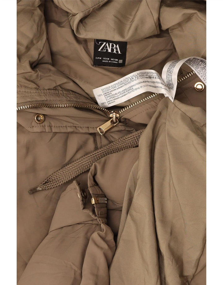 Damska wyściełana kamizelka z długim rękawem ZARA UK 12, średni beżowy poliester