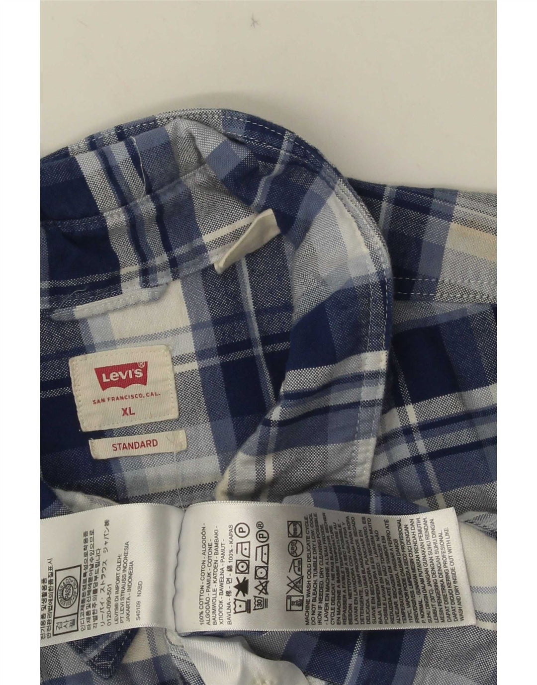 Koszula męska standardowa flanelowa Levi's XL w niebieską kratkę, bawełniana
