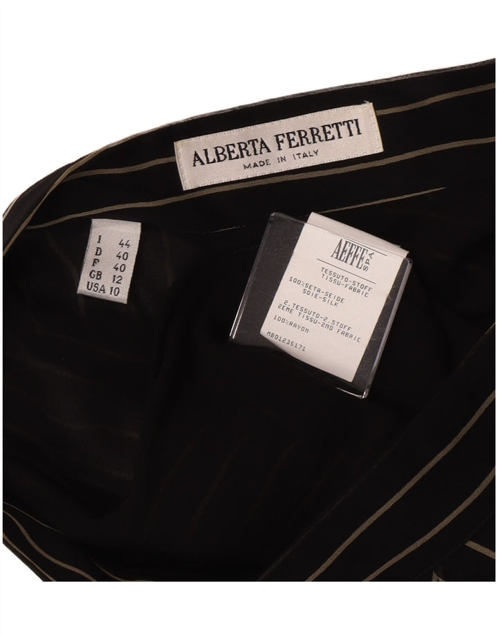 Damska spódnica w kształcie litery A Alberta Ferretti UK 12 Medium W28 Czarny jedwab w paski