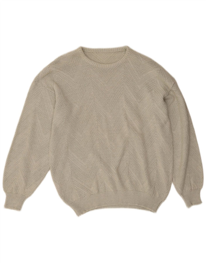 Vintage męski sweter z wycięciem pod szyją, duży szary
