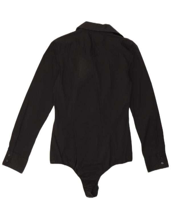 ZARA Womens Shirt Bodysuit UK 10 Small Black