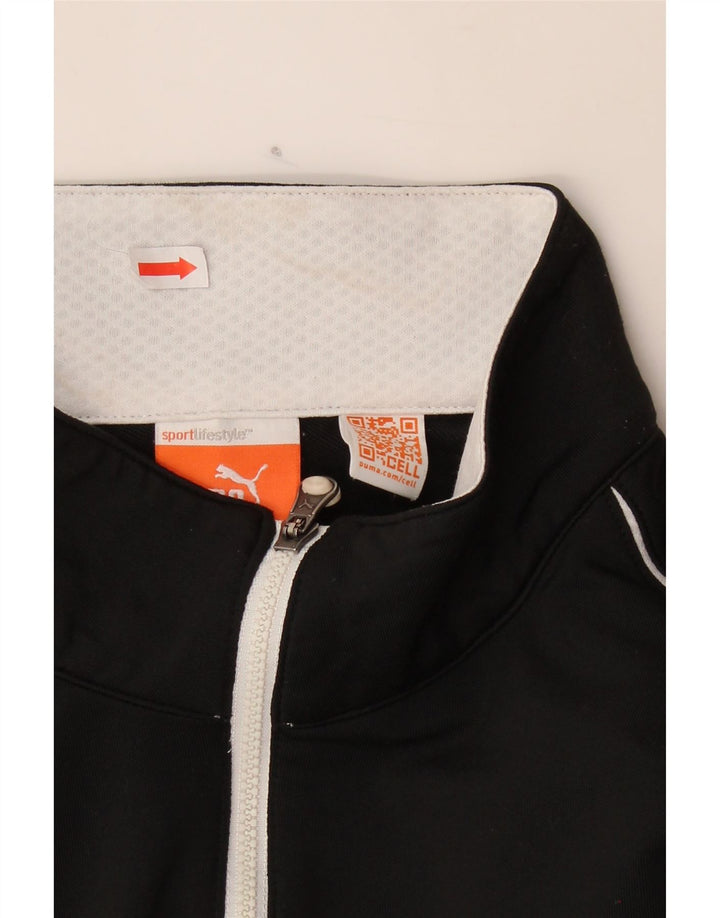 PUMA Mens Zip Neck Pullover Tracksuit Top Medium Black Polyester Vintage Puma and Second-Hand Puma from Messina Hembry 