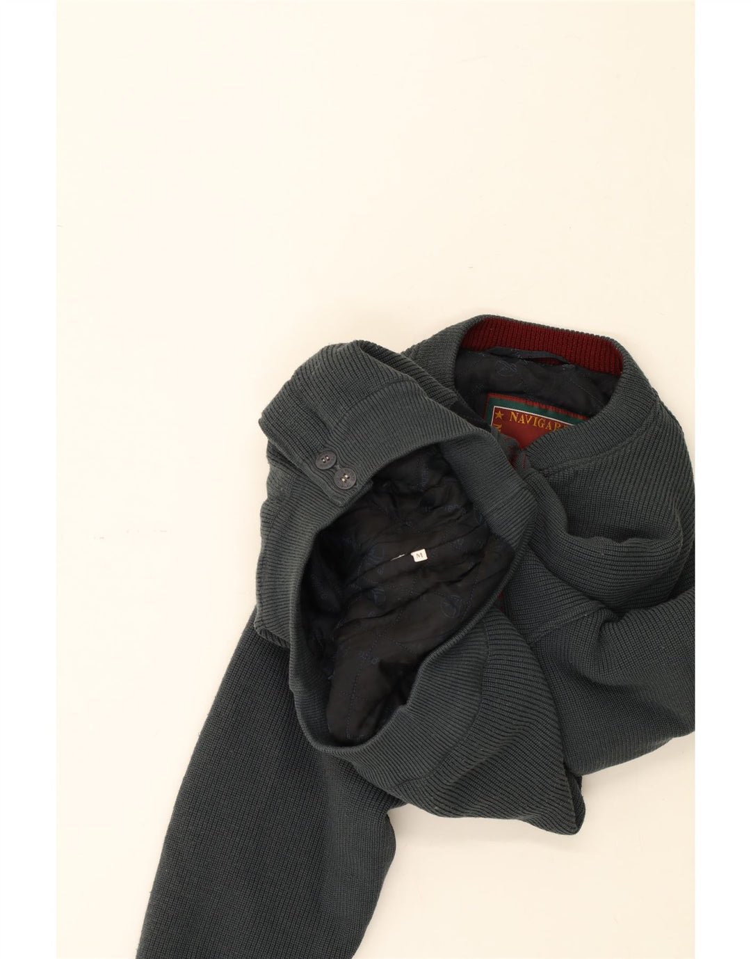 NAVIGARE Mens Knit Bomber Jacket UK 38 Medium Grey Floral Vintage Navigare and Second-Hand Navigare from Messina Hembry 