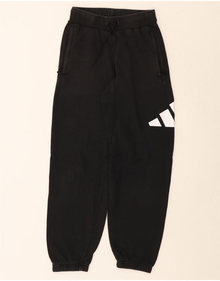 Damskie spodnie dresowe ADIDAS z grafiką Joggers UK 10, małe, czarne, bawełniane