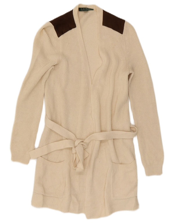 Damski sweter rozpinany Ralph Lauren o przedłużonym fasonie UK 6 XS w kolorze złamanej bieli
