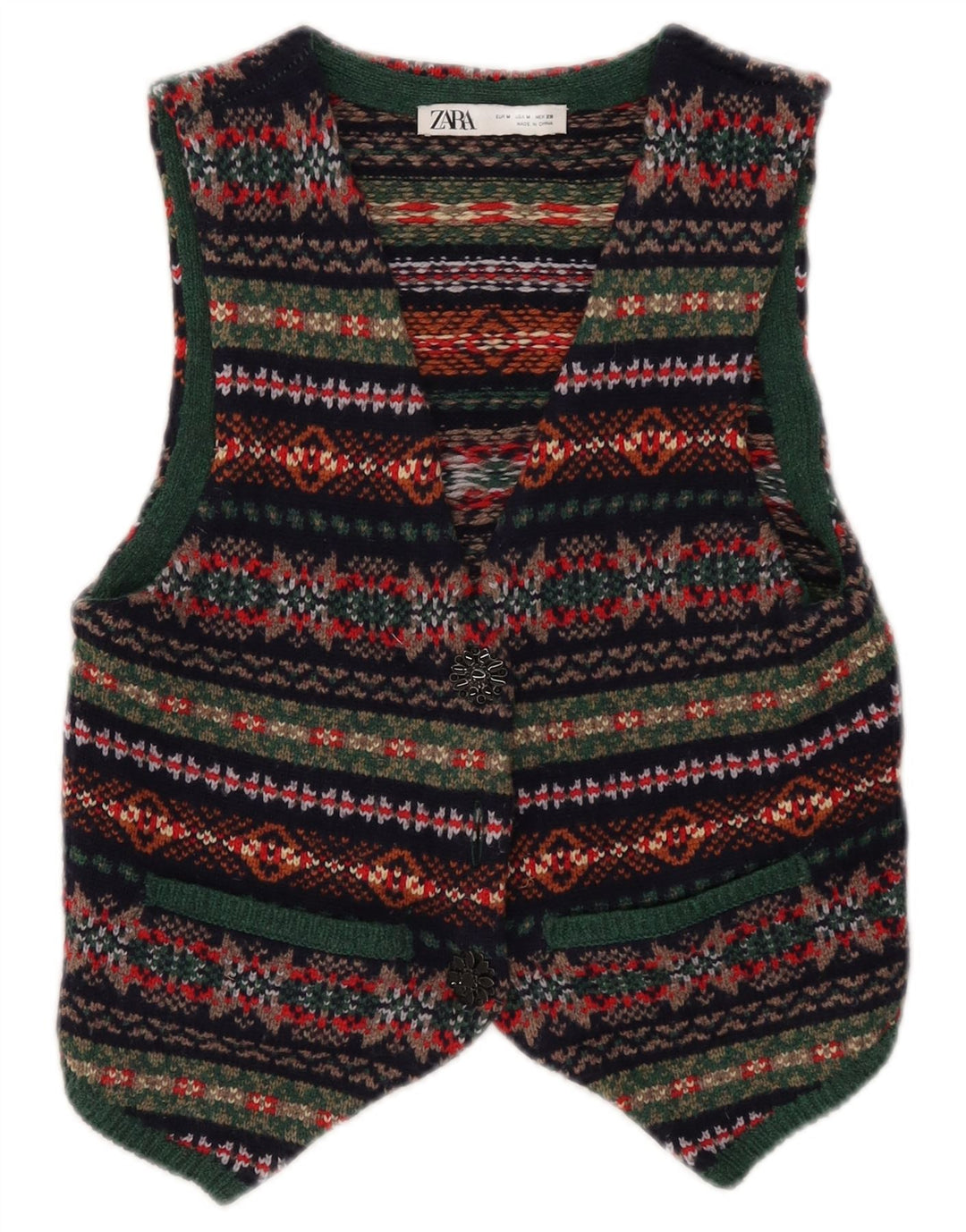 Damska kamizelka Crop Zara UK 12 Średnia wielobarwna wełna