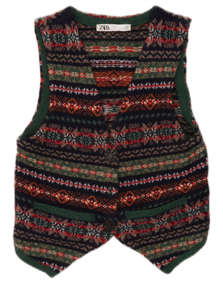 Damska kamizelka Crop Zara UK 12 Średnia wielobarwna wełna