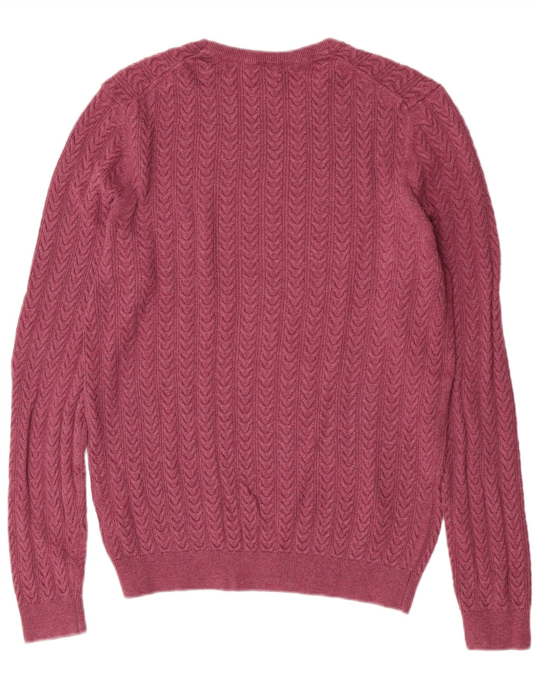Męski sweter Massimo Dutti z okrągłym dekoltem, duży, bordowy, bawełniany
