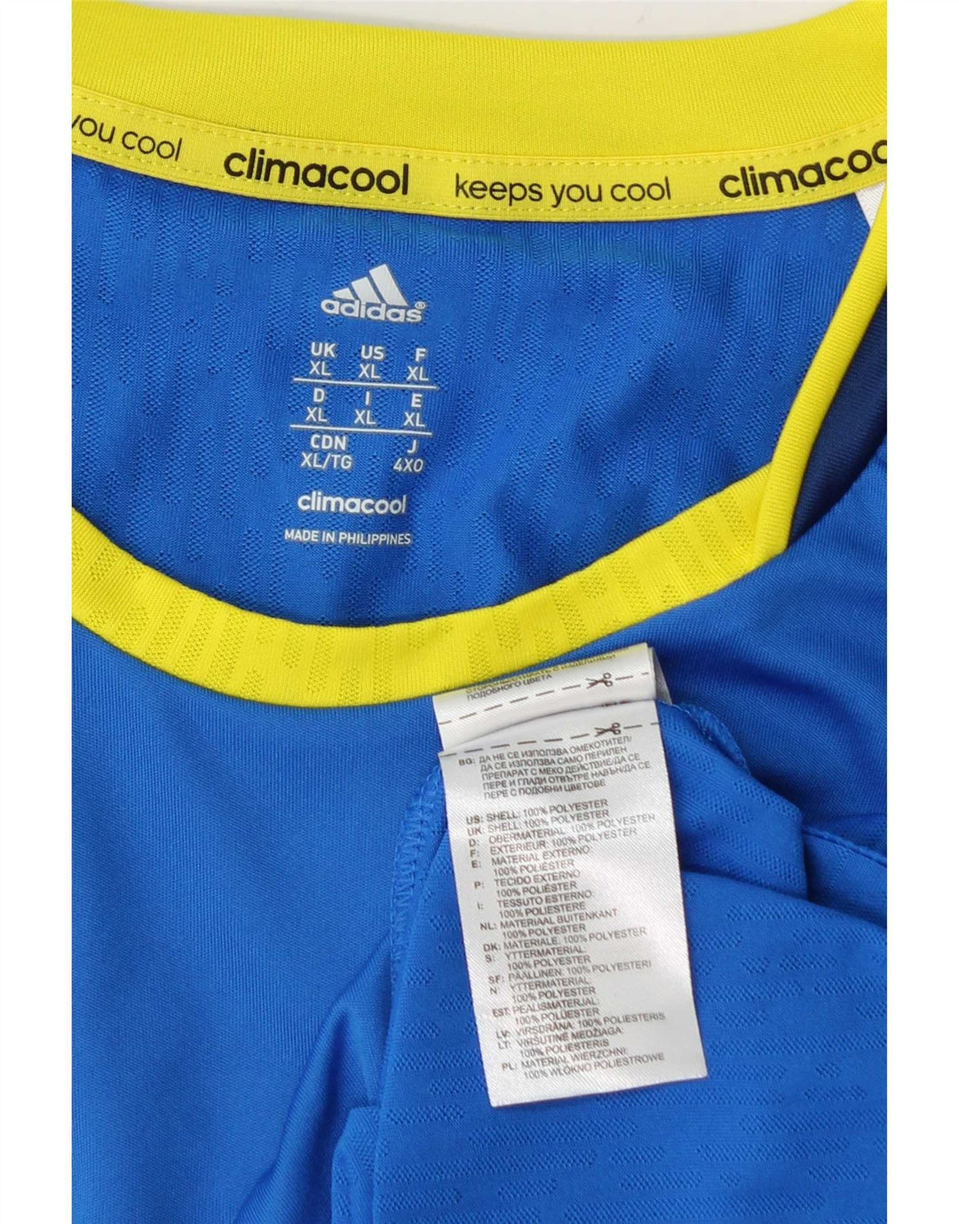 Adidas Męska koszulka Climacool Top XL Niebieski poliester z blokami kolorów