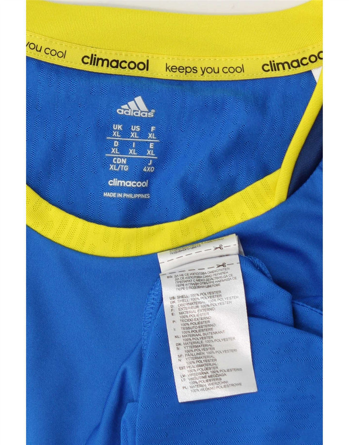 Adidas Męska koszulka Climacool Top XL Niebieski poliester z blokami kolorów