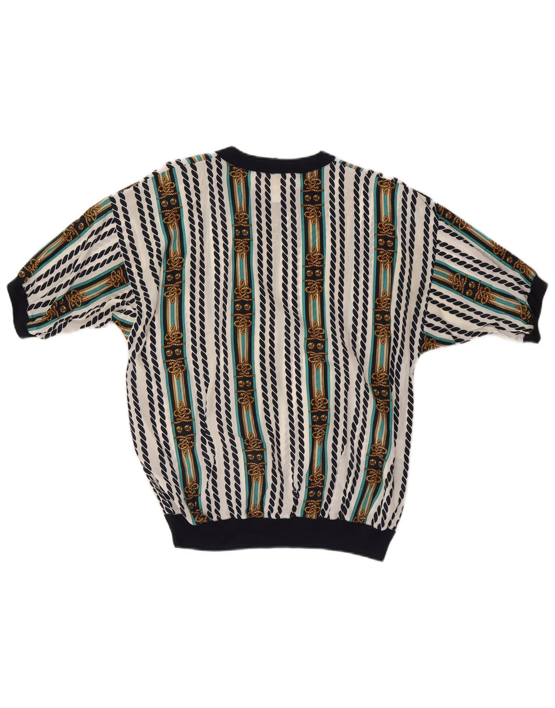 ENNEDI Damska bluzka Top UK 12 Średni biały octan w paski