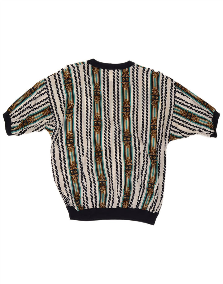 ENNEDI Damska bluzka Top UK 12 Średni biały octan w paski