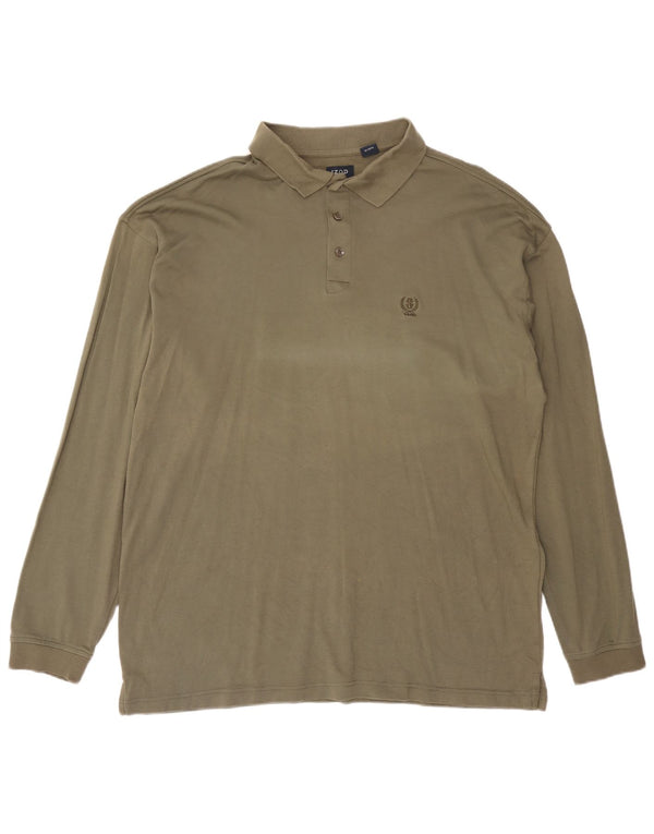Izod Męska koszulka polo z długim rękawem, 2XL, bawełna khaki