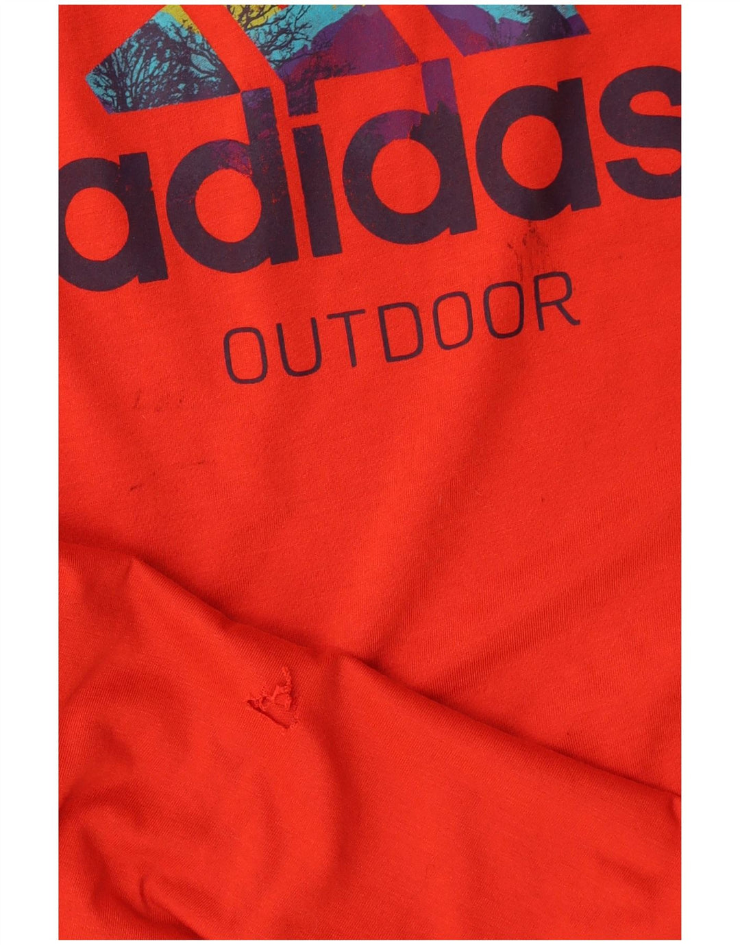 Adidas Męskie Graficzne Topy Z Długim Rękawem UK 40/42 Średni Czerwony Poliester