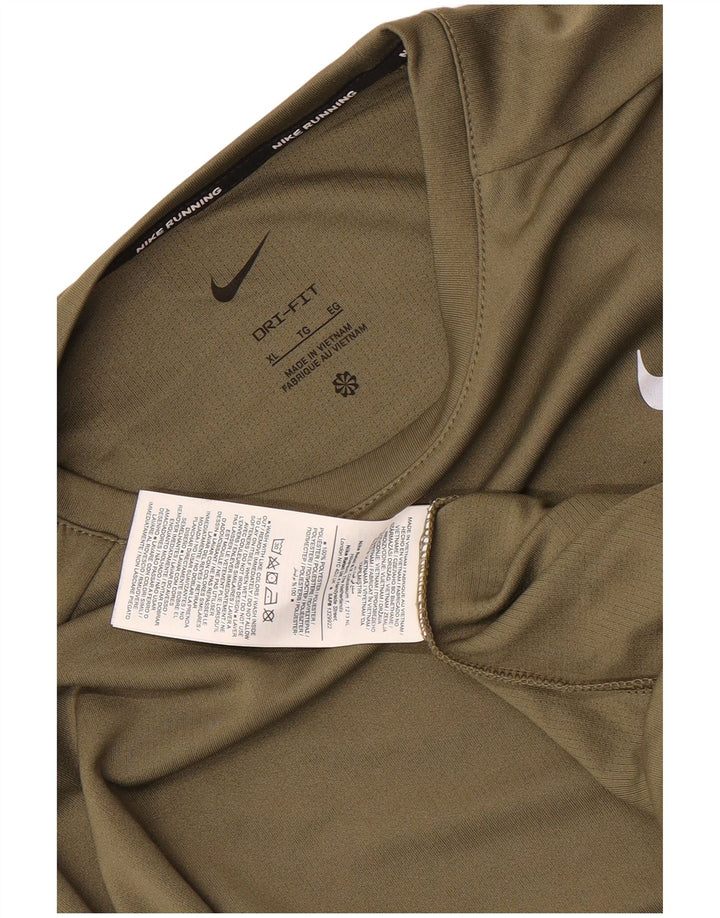 Męska koszulka Nike Dri Fit z długim rękawem, XL, khaki, poliester