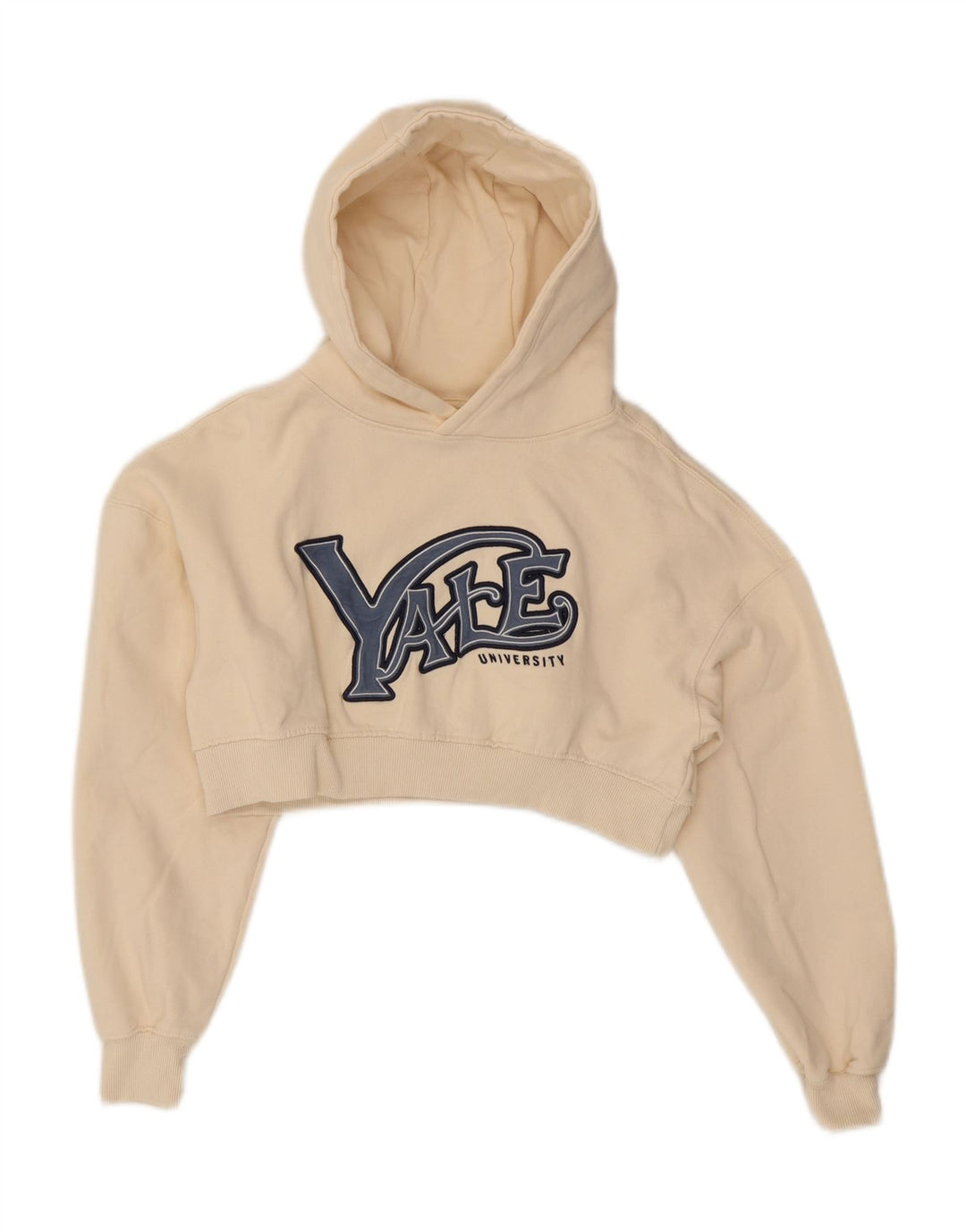 PULL & BEAR Womens Crop Hoodie Jumper UK 10 Small Off White Vintage Pull & Bear and Second-Hand Pull & Bear from Messina Hembry 