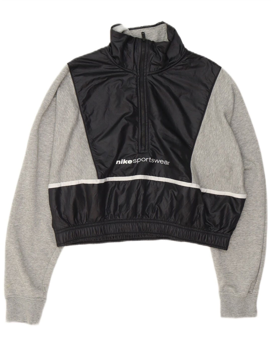 Damska bluza dresowa Nike Oversized Crop UK 10, mała, szara, z blokami kolorów