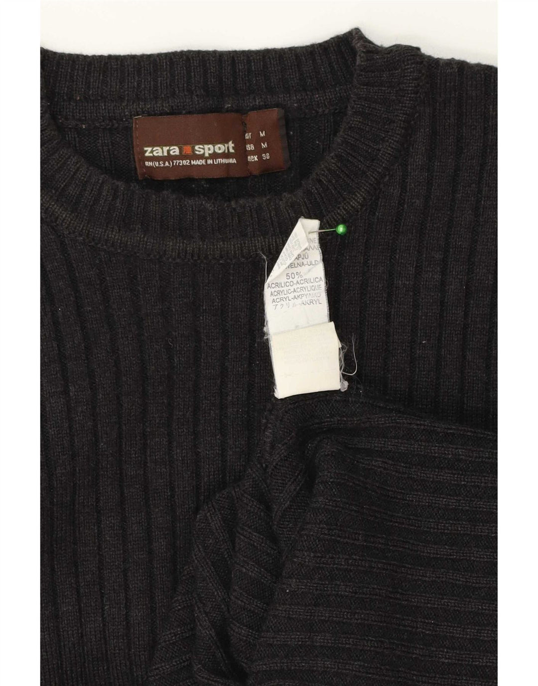 Męski sweter z okrągłym dekoltem Zara, średnioszary, wełniany