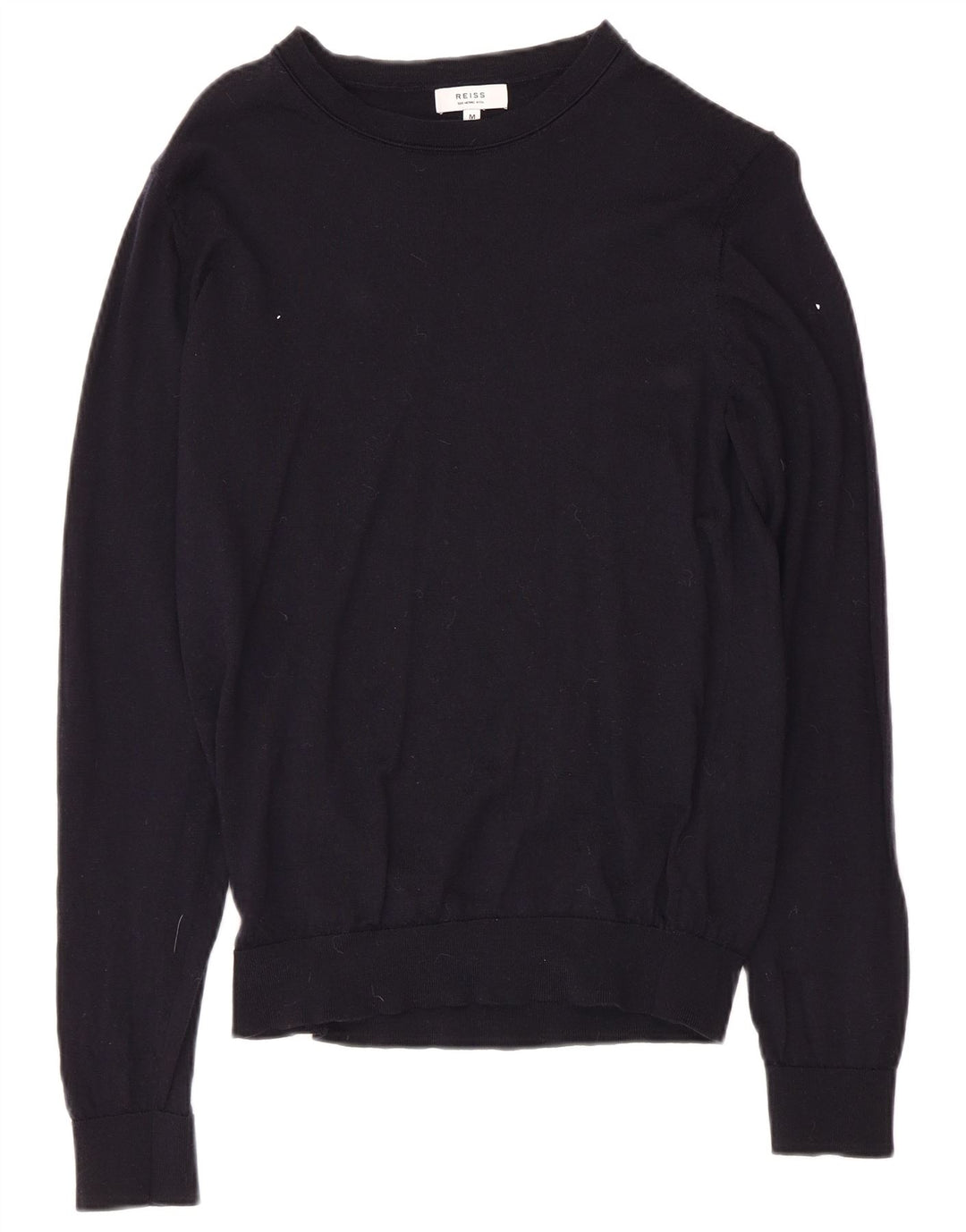 Damski sweter z dekoltem w łódkę REISS UK 12 Średni granatowy wełniany