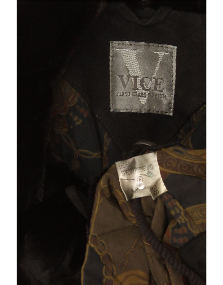 Vintage damski zamszowy płaszcz oversize EU 38 średniej czarnej skóry