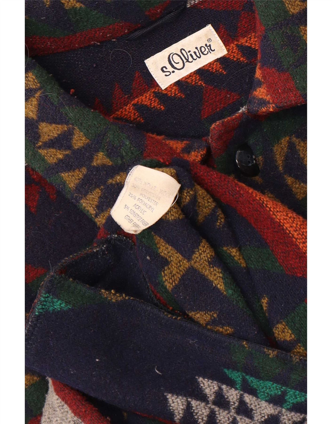Płaszcz męski S.Oliver UK 40, duży, wielokolorowy, wełniany Fair Isle