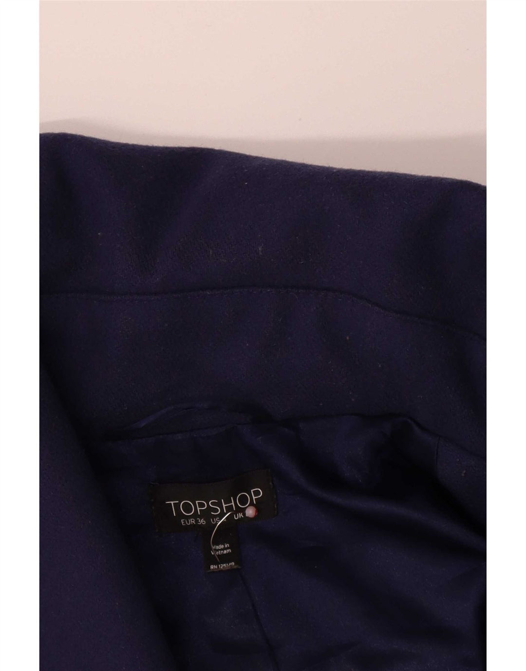 Topshop damski krótki płaszcz oversize UK 8 mały granatowy wełniany