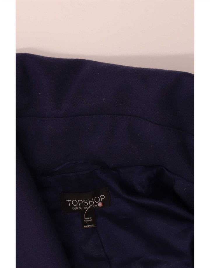 Topshop damski krótki płaszcz oversize UK 8 mały granatowy wełniany