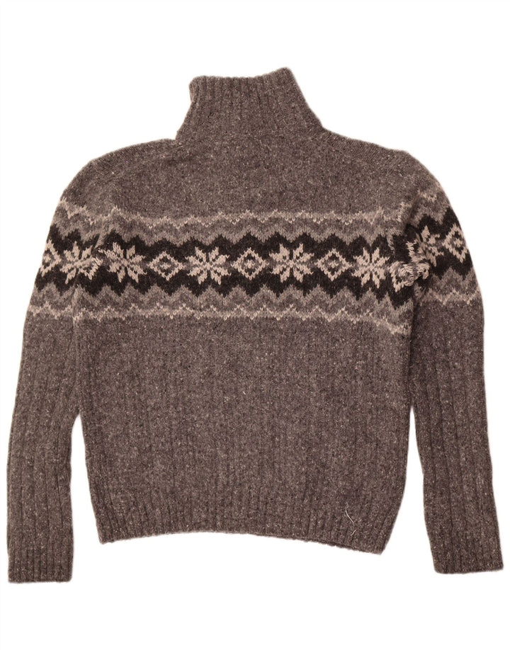Marks & Spencer Męski sweter zapinany na guziki, duży, szary, wełniany Fair Isle
